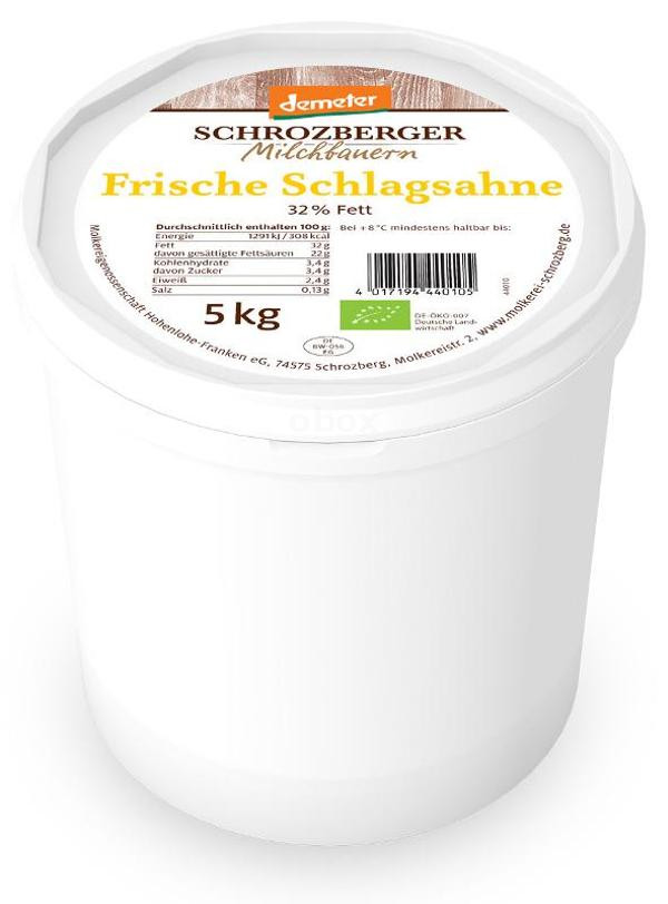 Produktfoto zu Schlagsahne 32%,  5kg